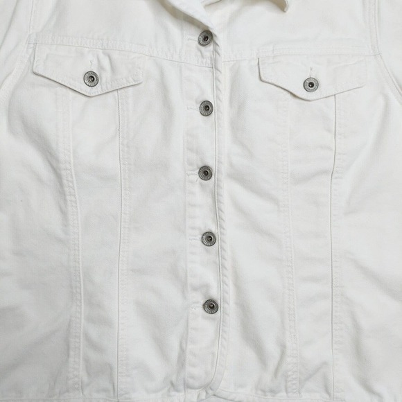Territory Ahead Womens Denim Jacket XL Plus White 90s Vintage Jeans Hong Kong - Picture 2 of 9